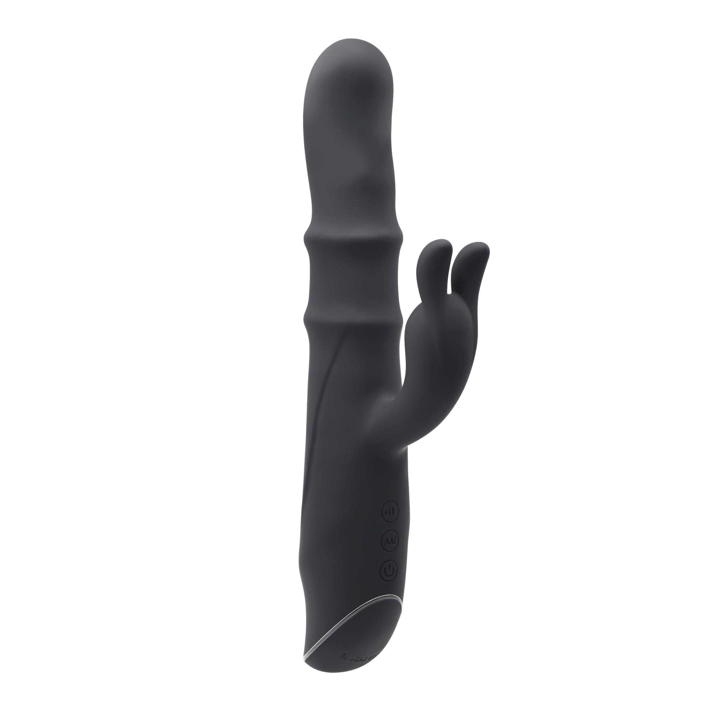 Ringmaster Rechargeable Ringed Rabbit Vibrator - Black