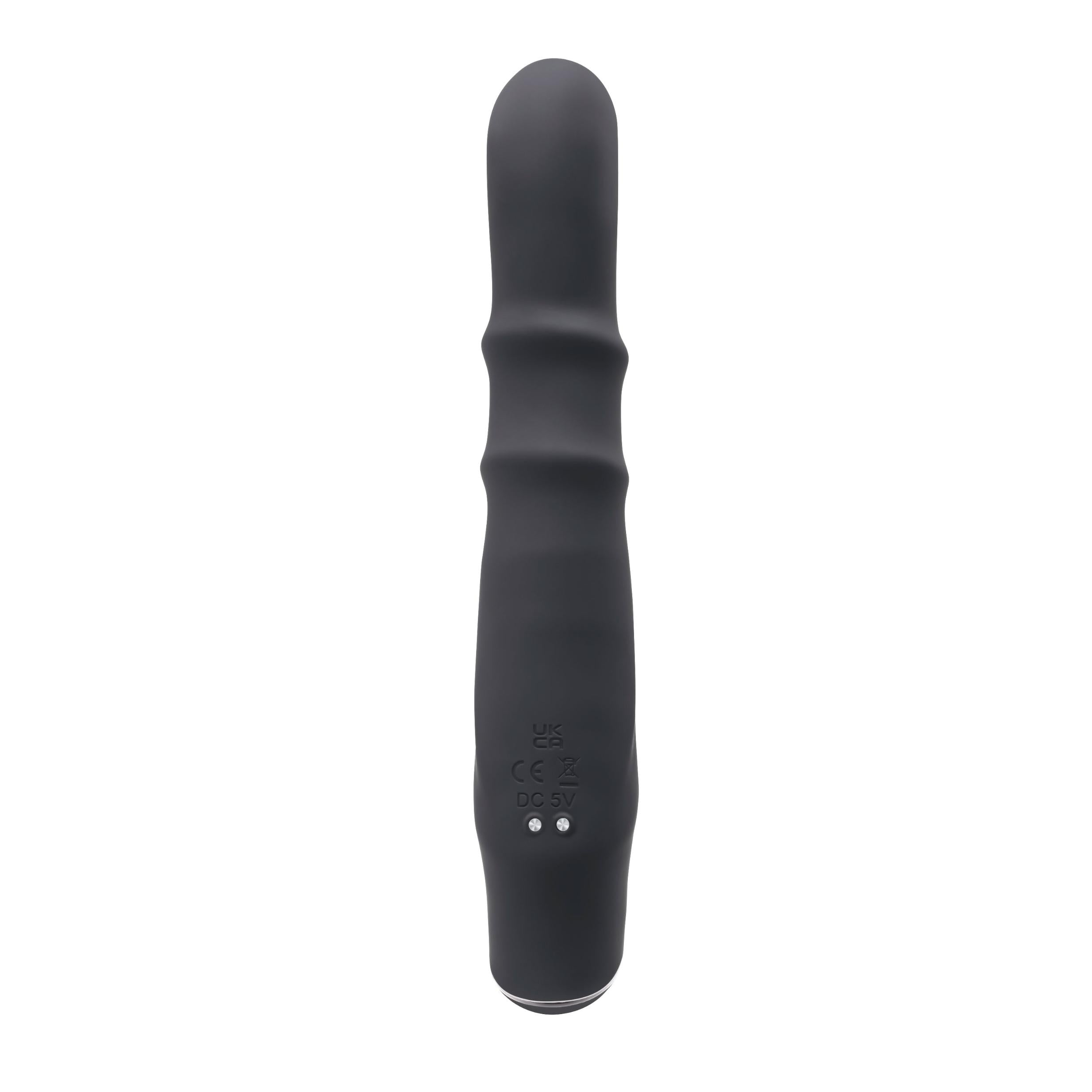 Ringmaster Rechargeable Ringed Rabbit Vibrator - Black