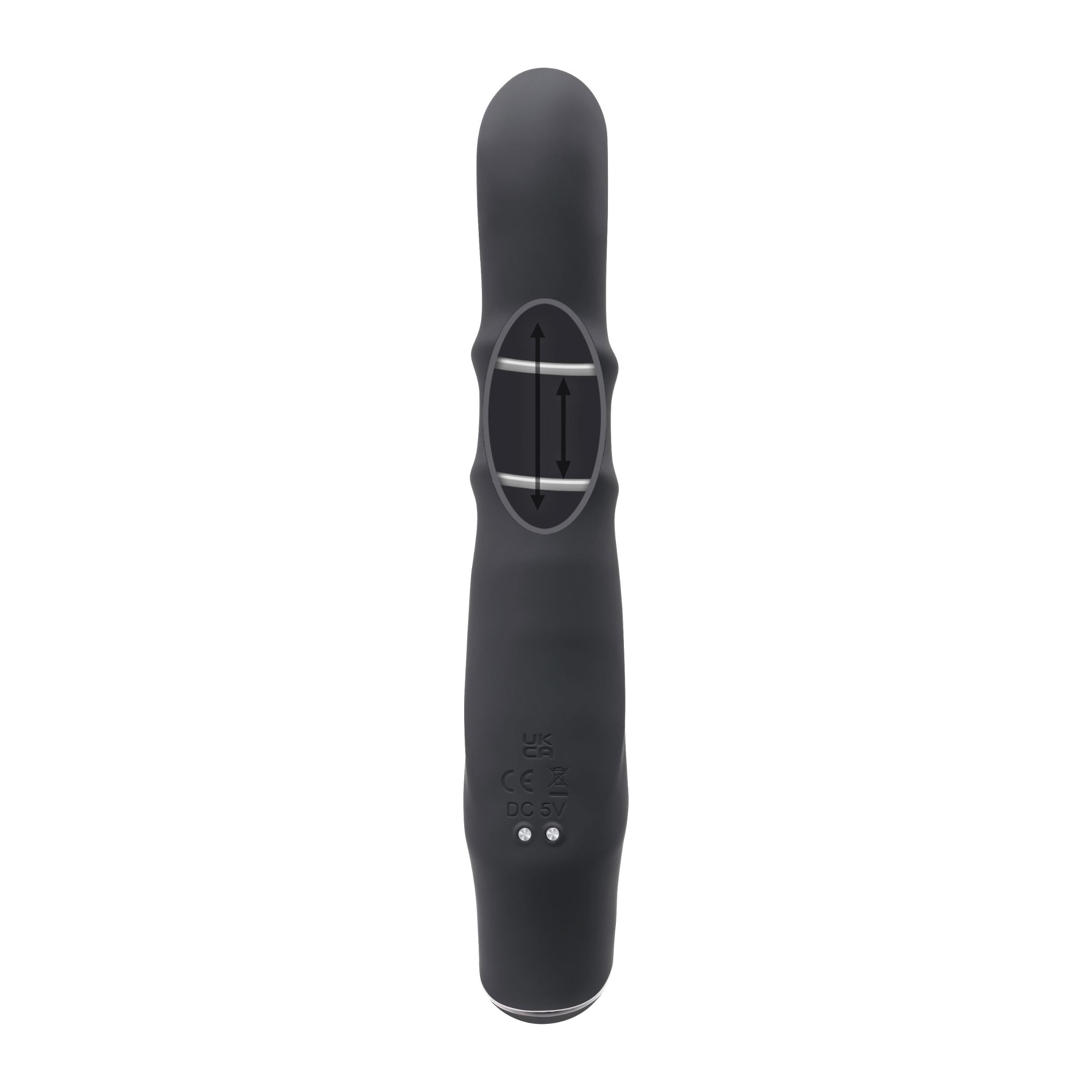 Ringmaster Rechargeable Ringed Rabbit Vibrator - Black