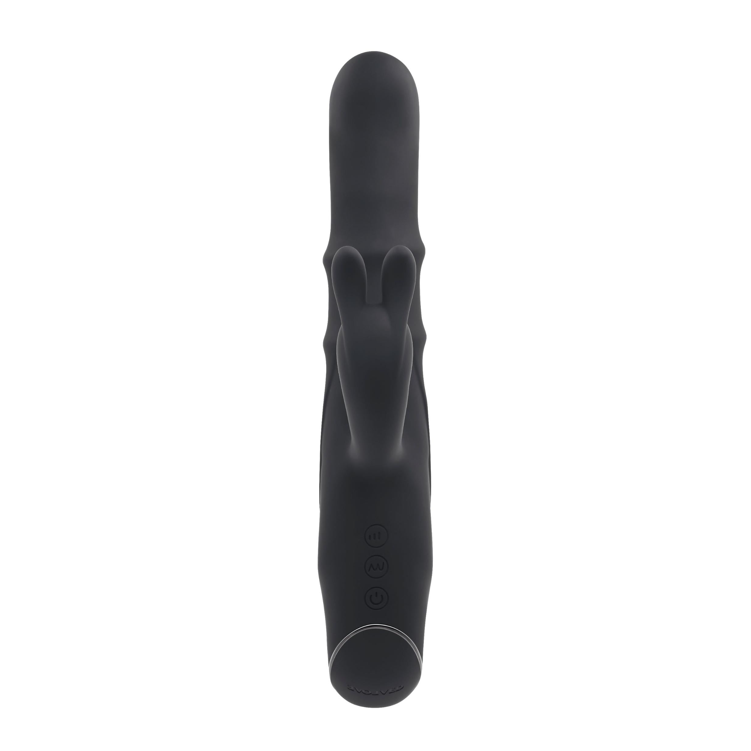 Ringmaster Rechargeable Ringed Rabbit Vibrator - Black