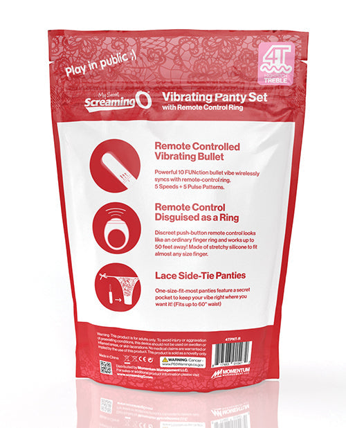 Screaming O 4t - Vibrating Panty Set With Remote Control Ring - Red