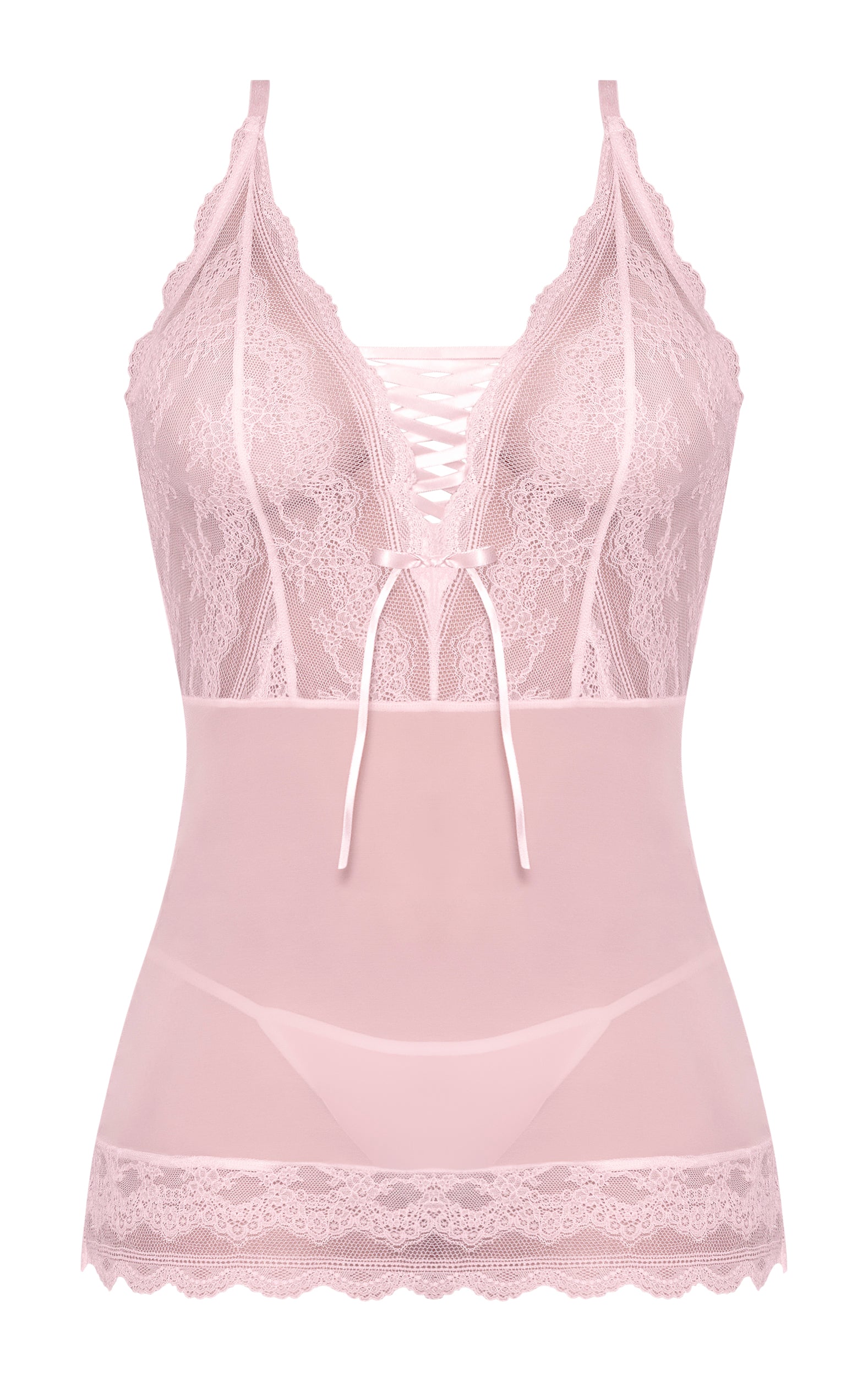 Seabreeze Lace Up Chemise & G Set Blush