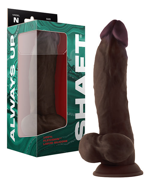 Shaft Model N Flexskin Liquid Silicone 9.5" Side Curve Dong W/balls Mahogany