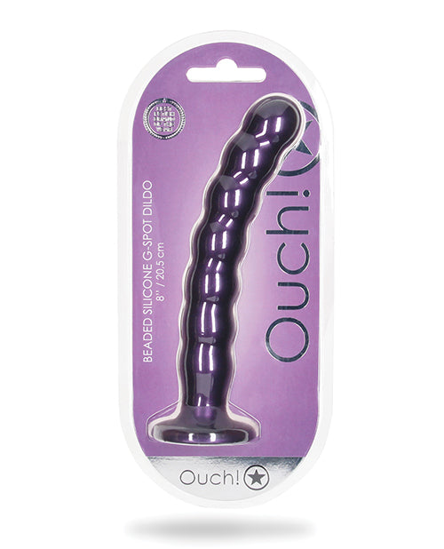 Shots Ouch 8" Beaded G-spot Dildo Metallic Purple