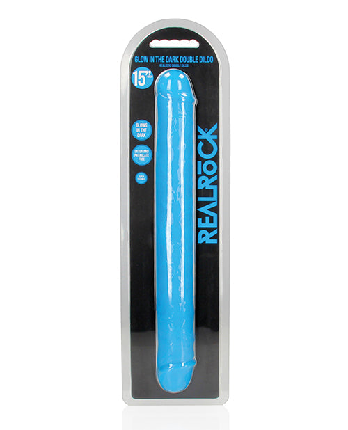 Shots Realrock 15" Double Dong Glow In The Dark Neon Blue