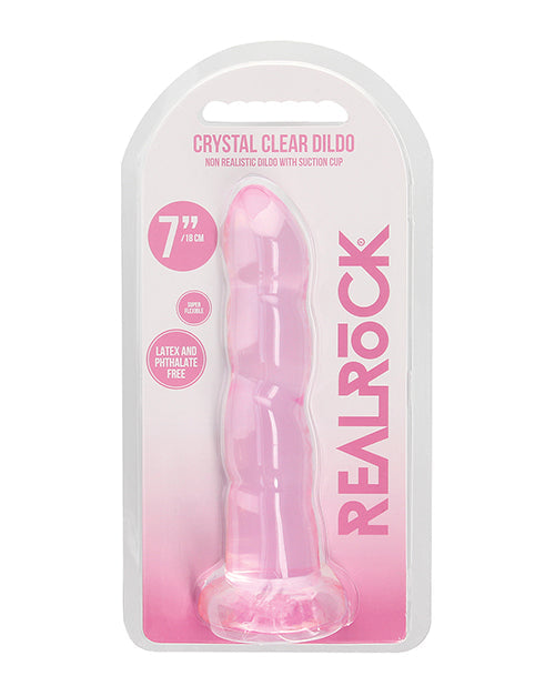 Shots Realrock Crystal Clear Non Realistic 7" Dildo - Pink