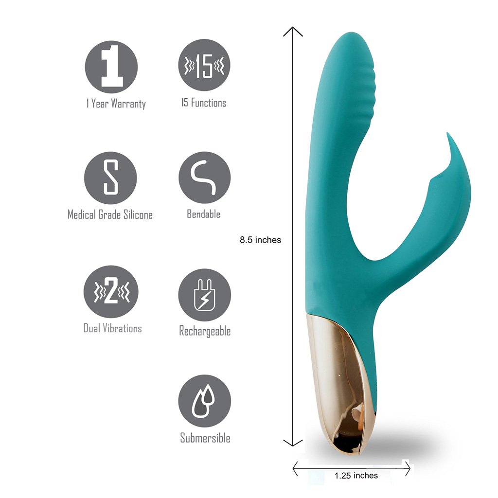Skyler Silicone Bendable Rabbit Vibrator - Maia Toys Teal