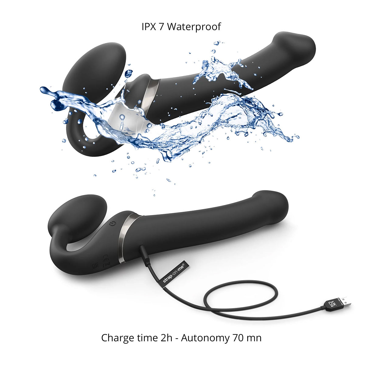 Strap-On-Me Multi-Orgasm Bendable Vibrating Strap-On - Black/Large