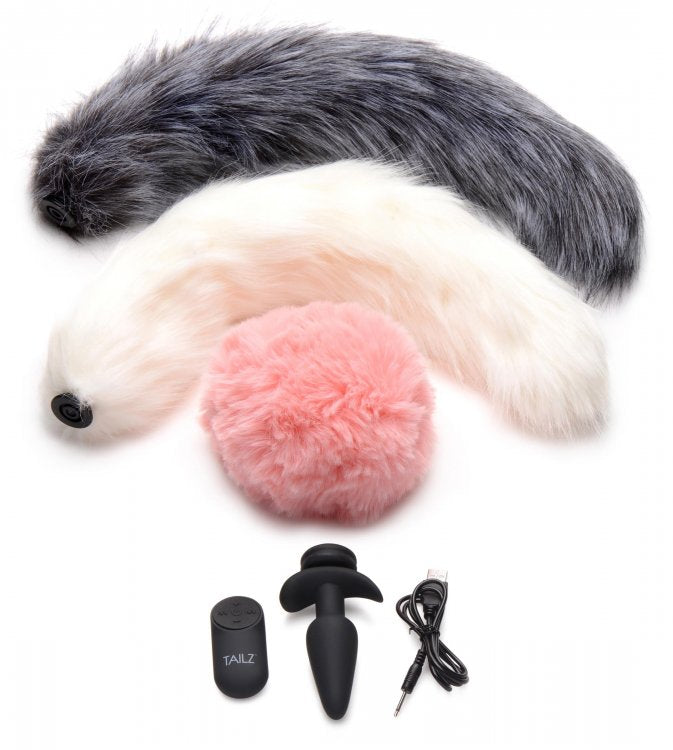 Tailz Snap On Vibrating Anal & Plug & 3 Tails W/ Remote