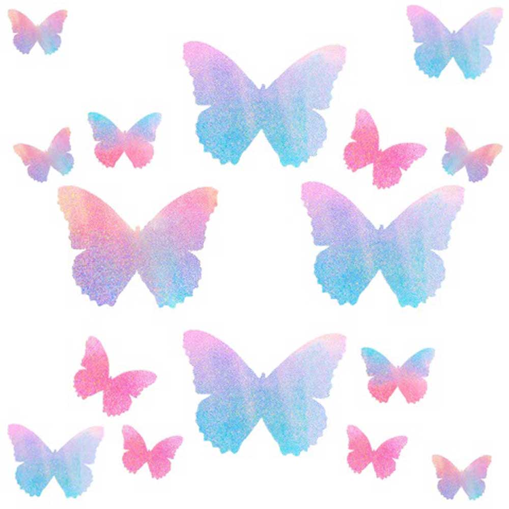 Tinky's Revenge Pink and Blue Holographic Blacklight Butterfly Nipple Sticker Crop Top