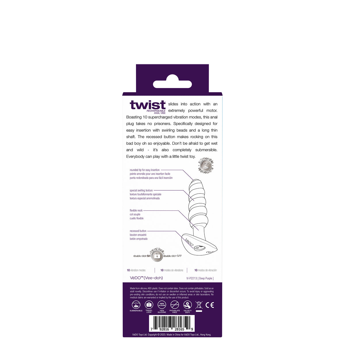 Twist Rechargeable Anal Vibe - Black Pearl