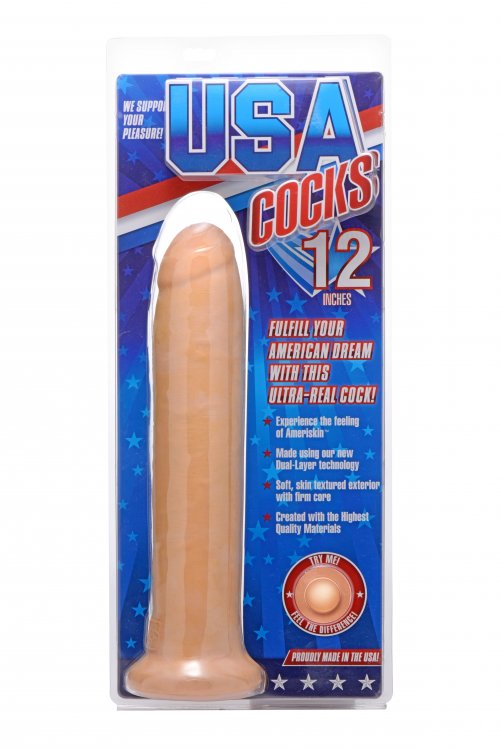 Usa Cocks Ameriskin Dildo W/o Balls- Light