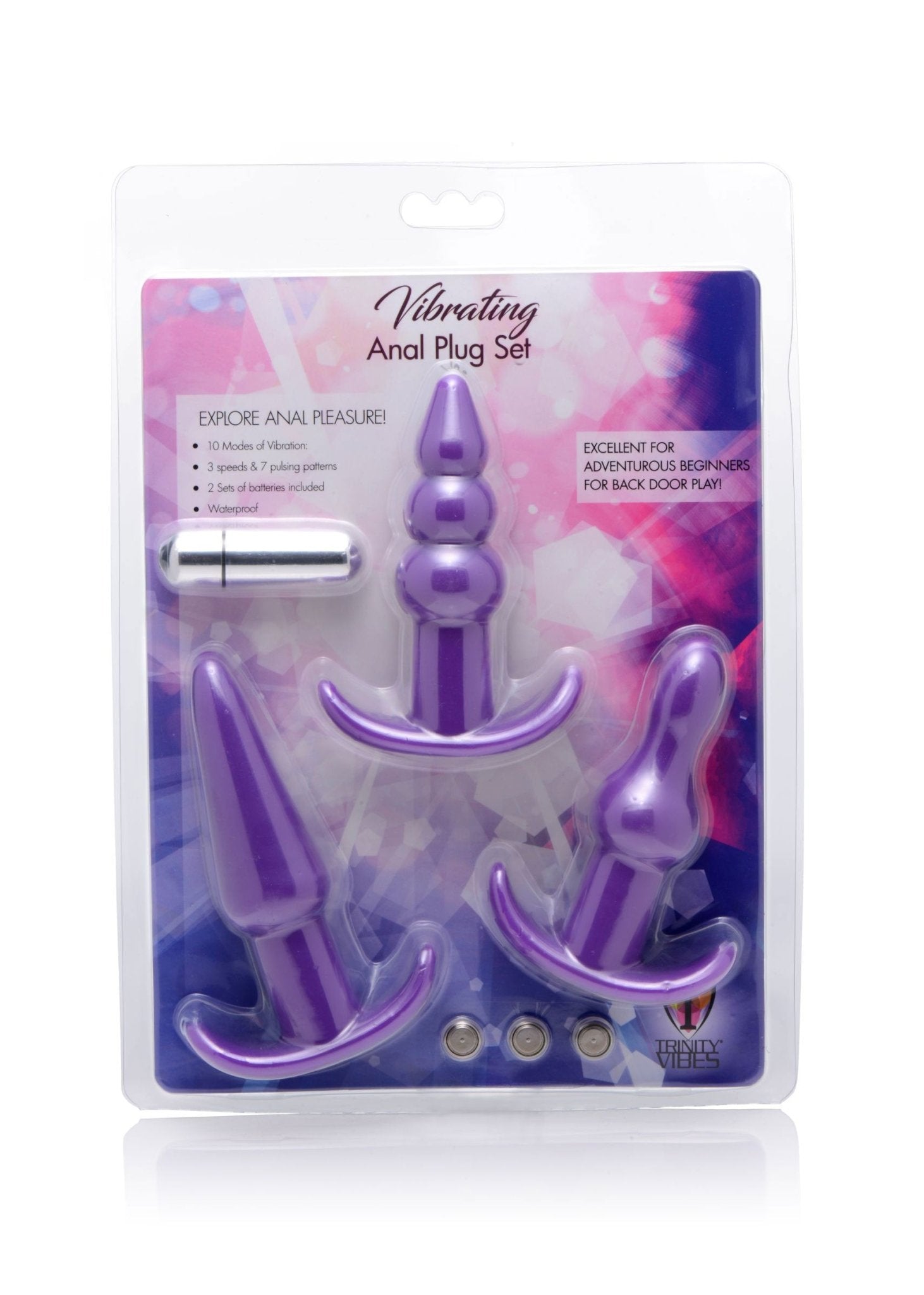 4 Piece Vibrating Anal Plug Set - Black