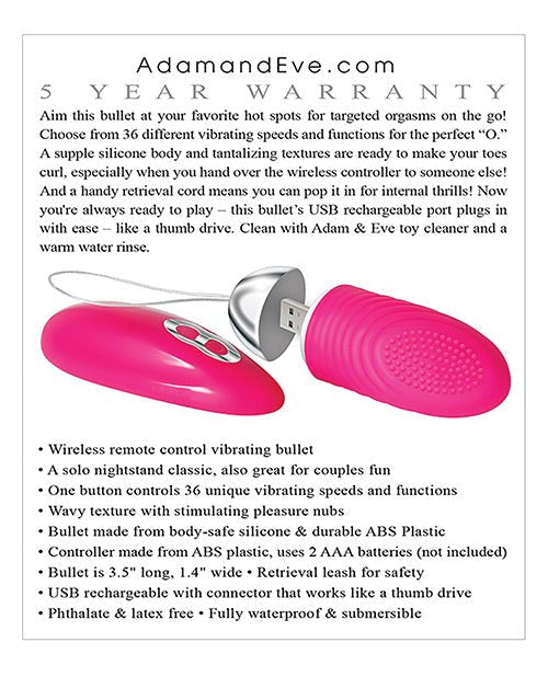 Adam and Eve's Turn Me On Rechargeable Love Bullet: Pink