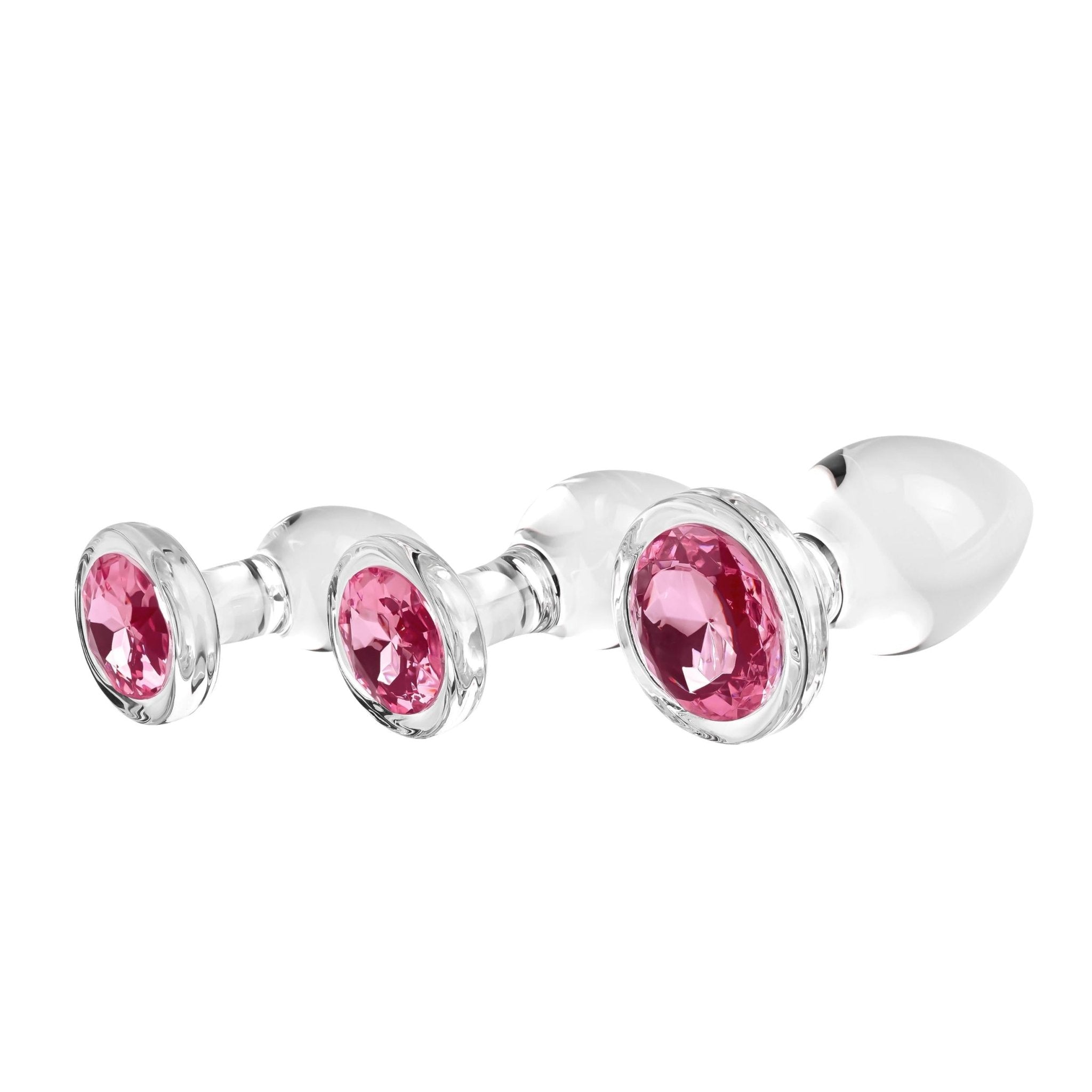 Adam & Eve Pink Gem Glass Plug Set