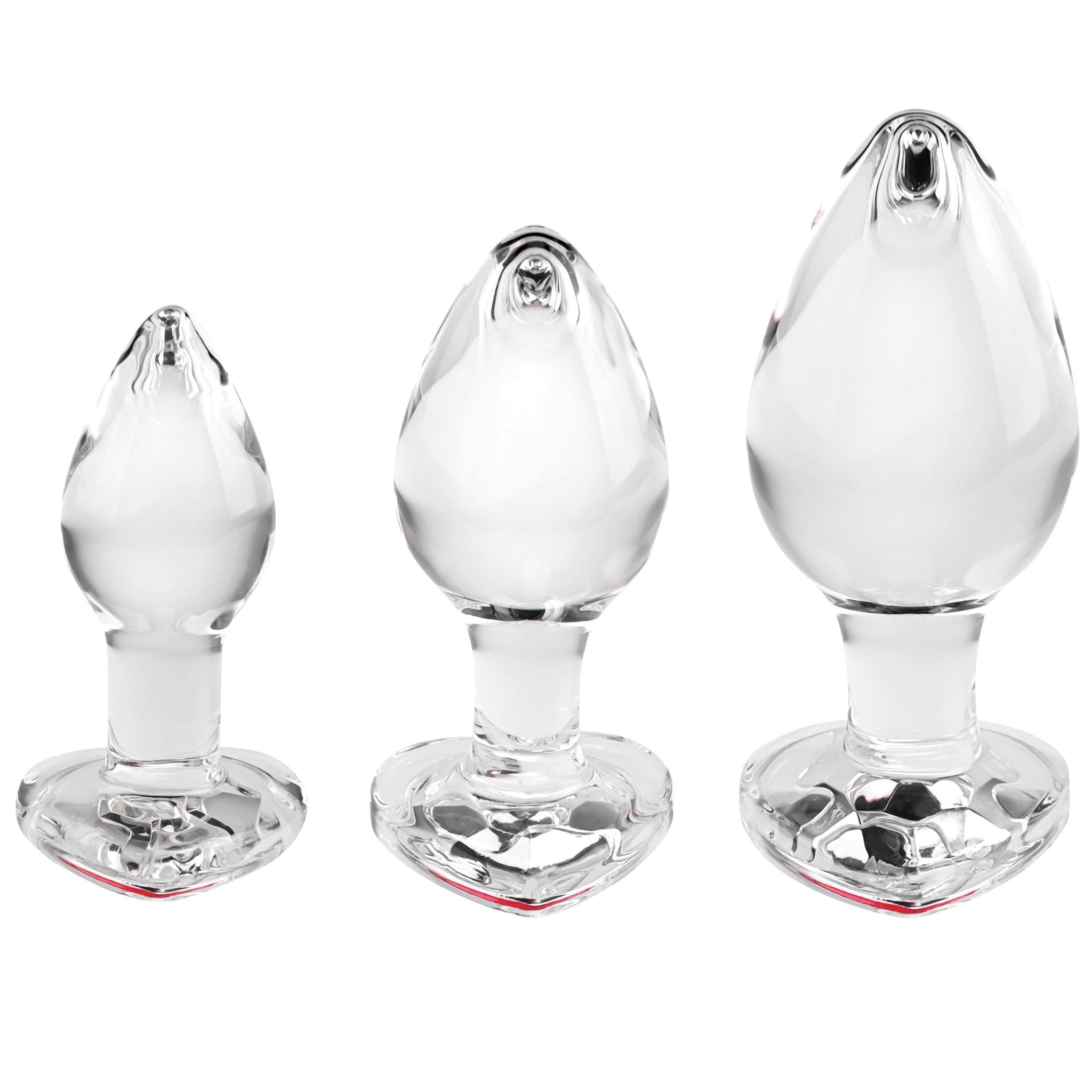 Adam & Eve Red Heart Gem Glass Plug Set