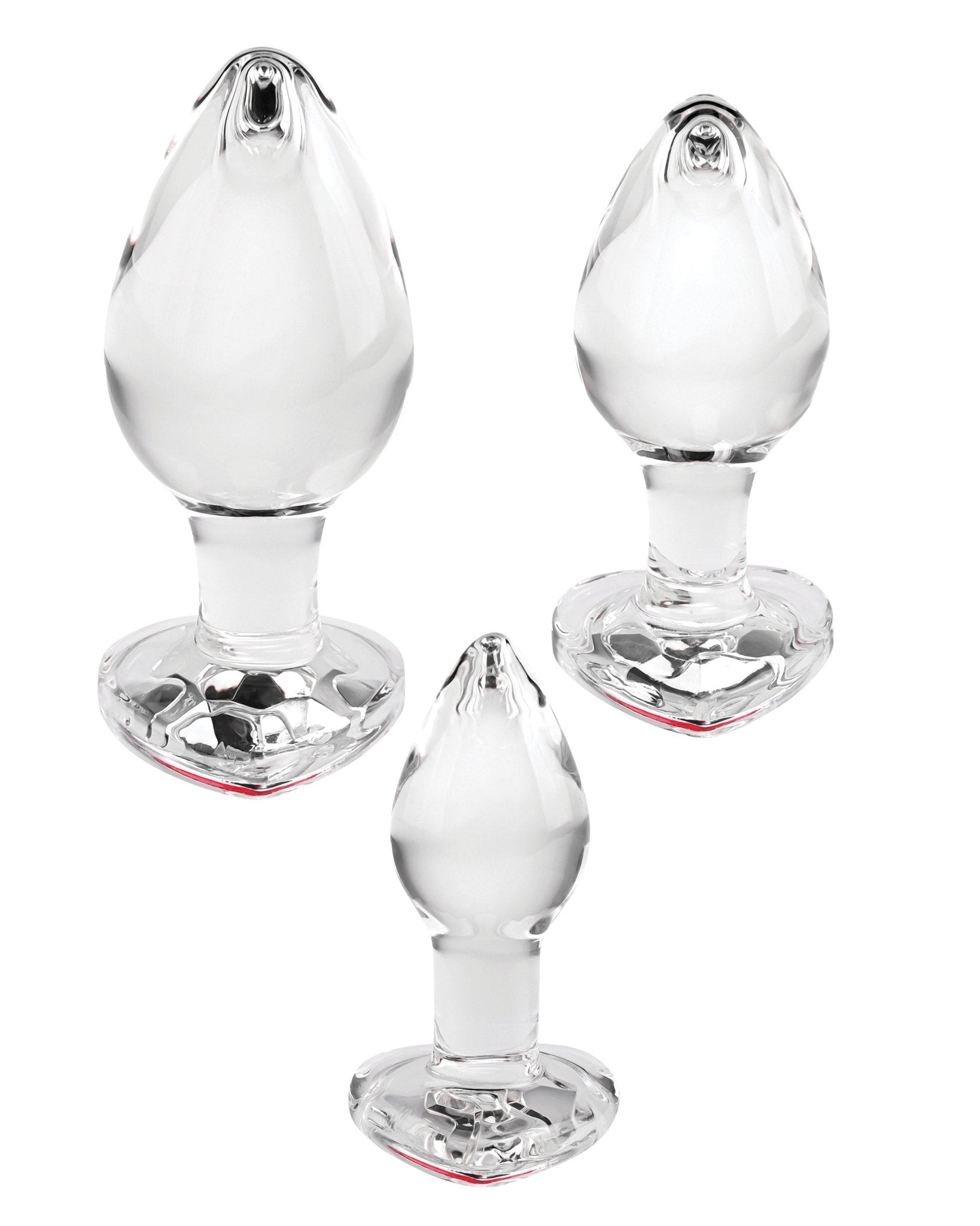 Adam & Eve Red Heart Gem Glass Plug Set