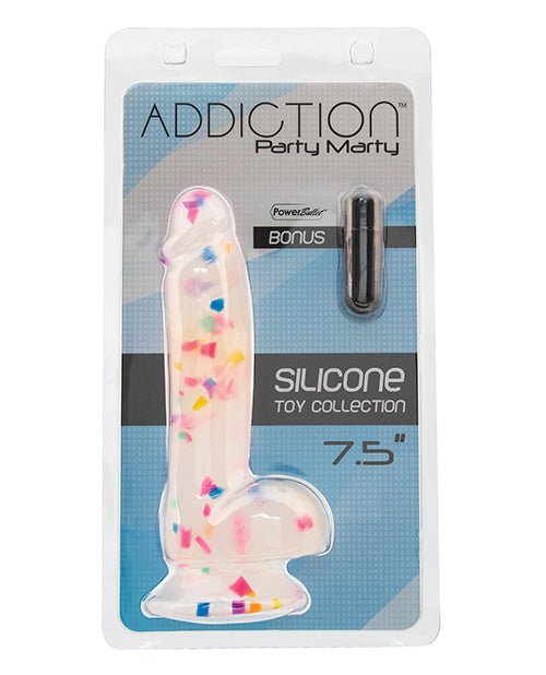 Addiction Party Marty 7.5" Fantasy Dildo - Frost/confetti