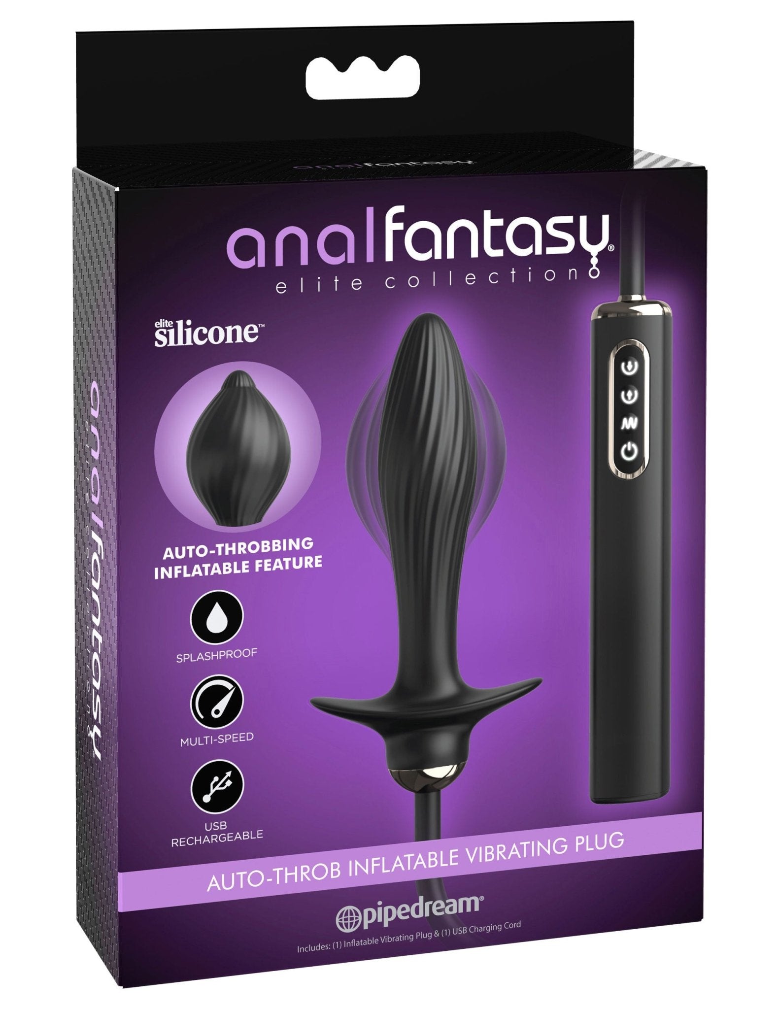 Anal Fantasy Elite Auto-throb Inflatable Plug Black