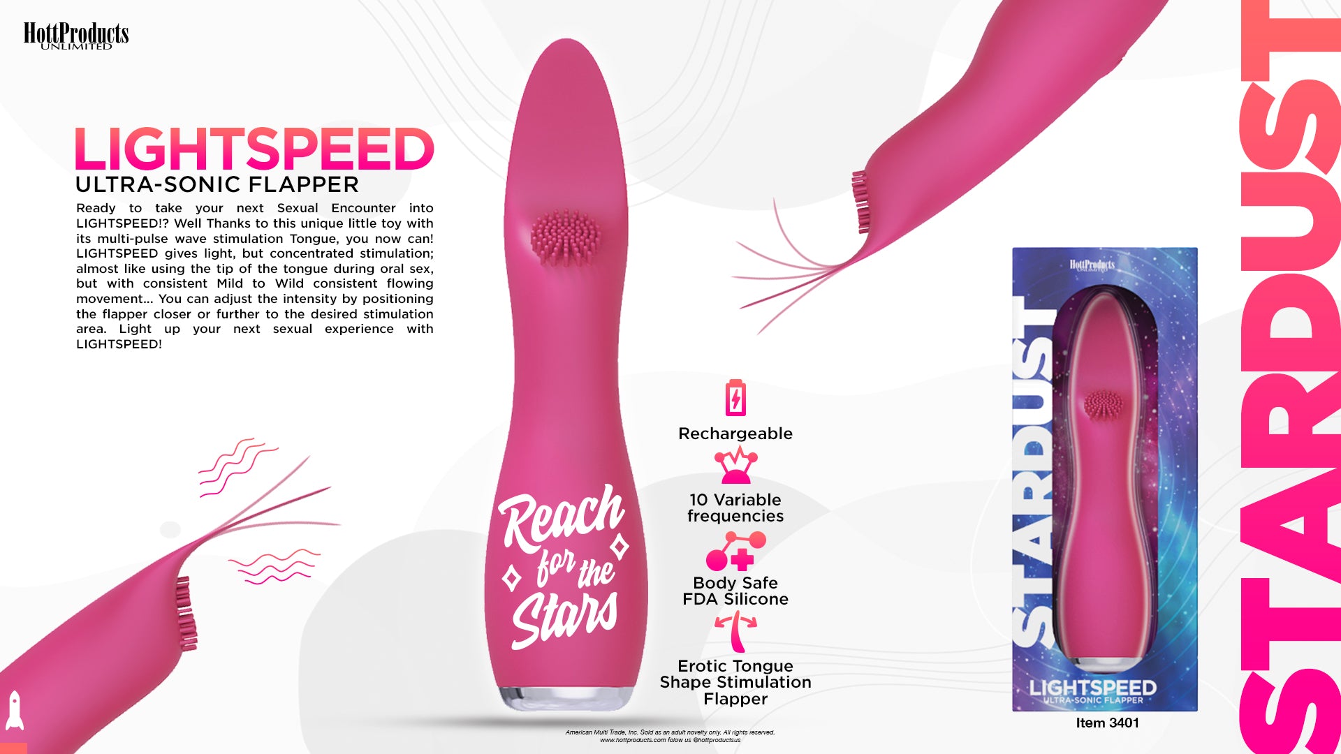 Stardust Light Speed Tongue Vibrator by HOTT Products