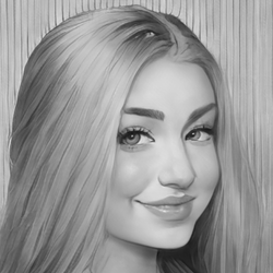Marija portrait in an anime black and out rendering
