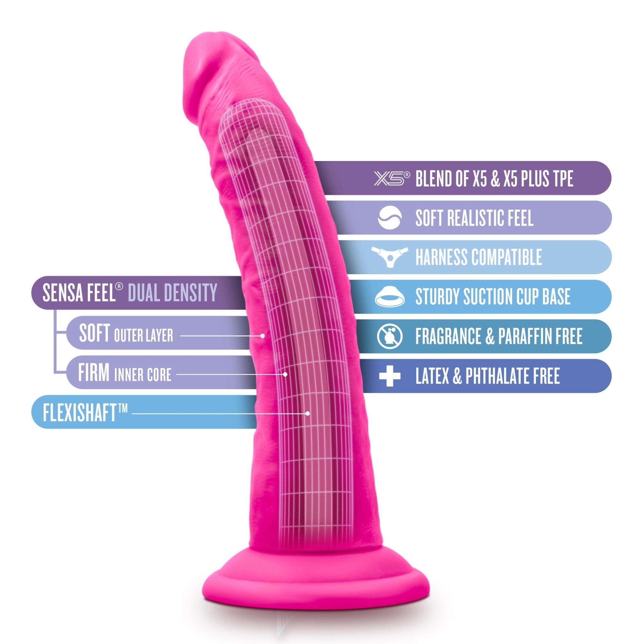 Au Naturel Bold 7" Jack Dildo in Pink