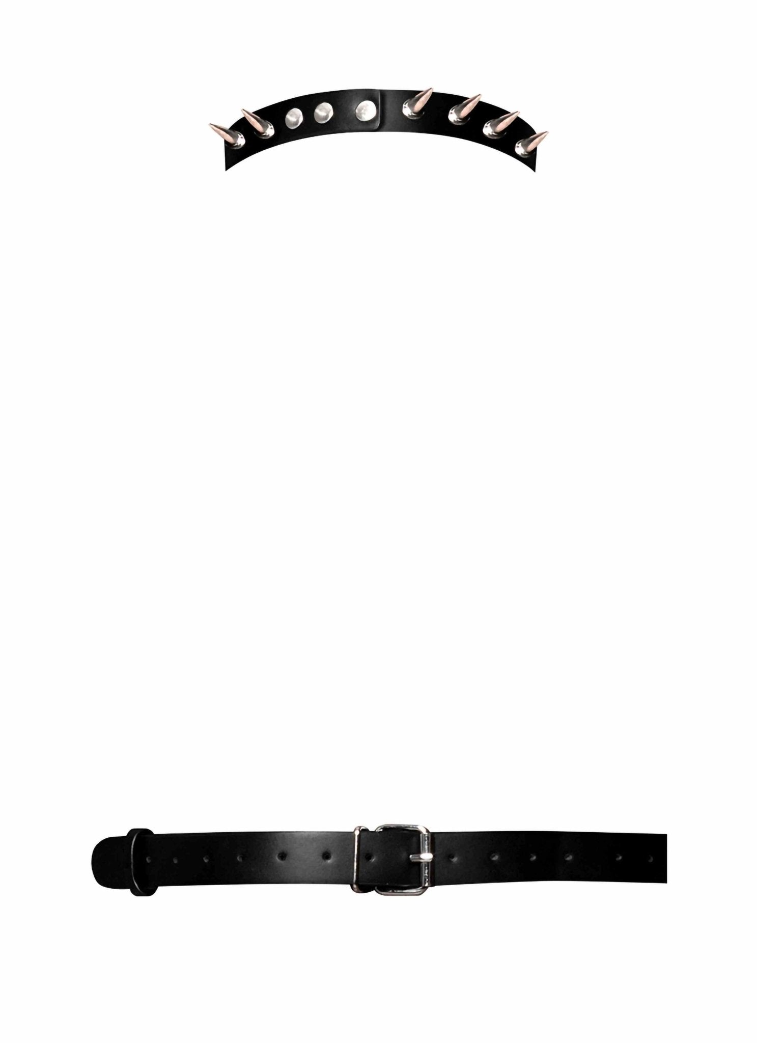 Aurelia Middle Strap Harness W/ Choker Collar & Spikes Black O/s