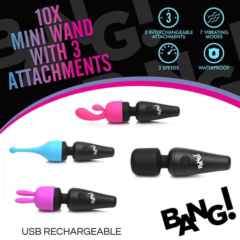 Bang! 10x Mini Wand W/ 3 Attachments