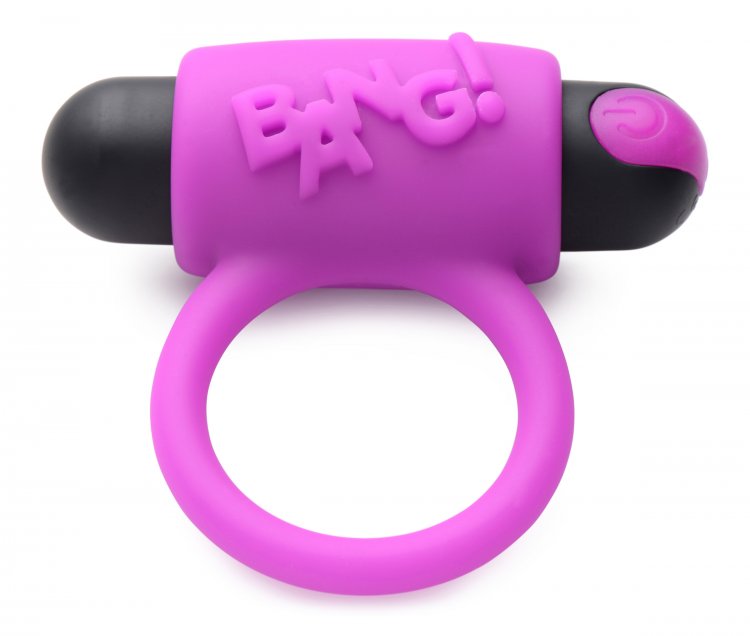 Bang! Couple's Love Ring Finger Vibrator Bullet & Blindfold Kit in Purple