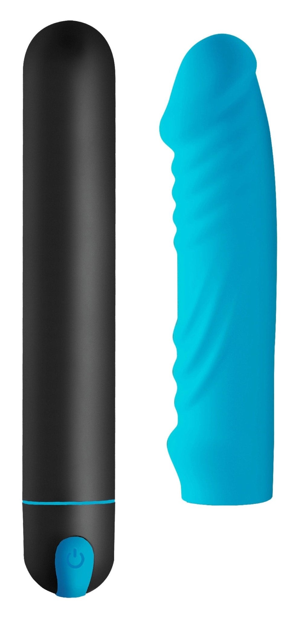 Bang! XL Bullet Vibrator with Ribbed Silicone Sleeve in Blue