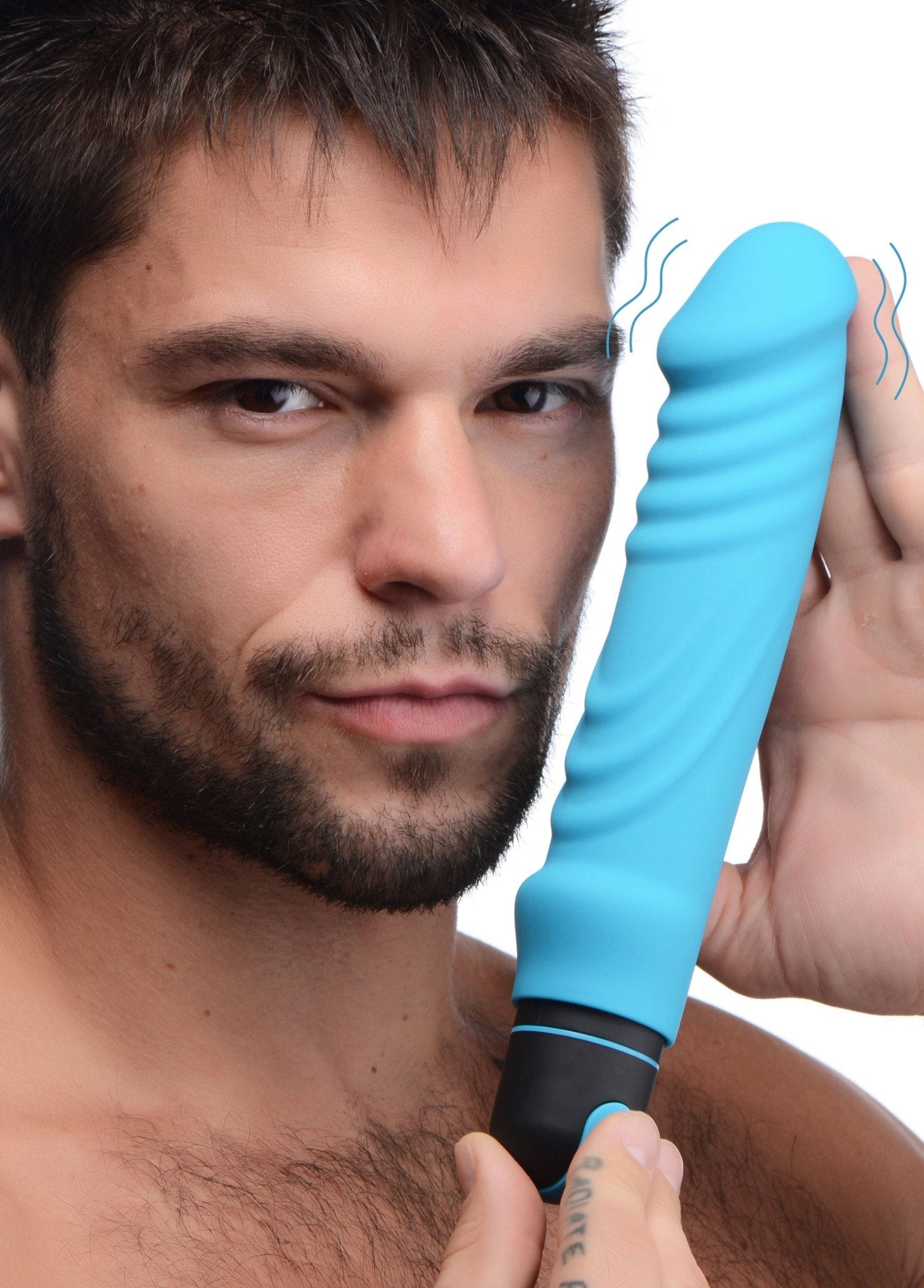 Bang! XL Bullet Vibrator with Ribbed Silicone Sleeve in Blue