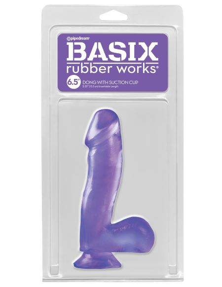 Basix Rubber Works - 6.5 Inch Dong With Suction Cup - Purple