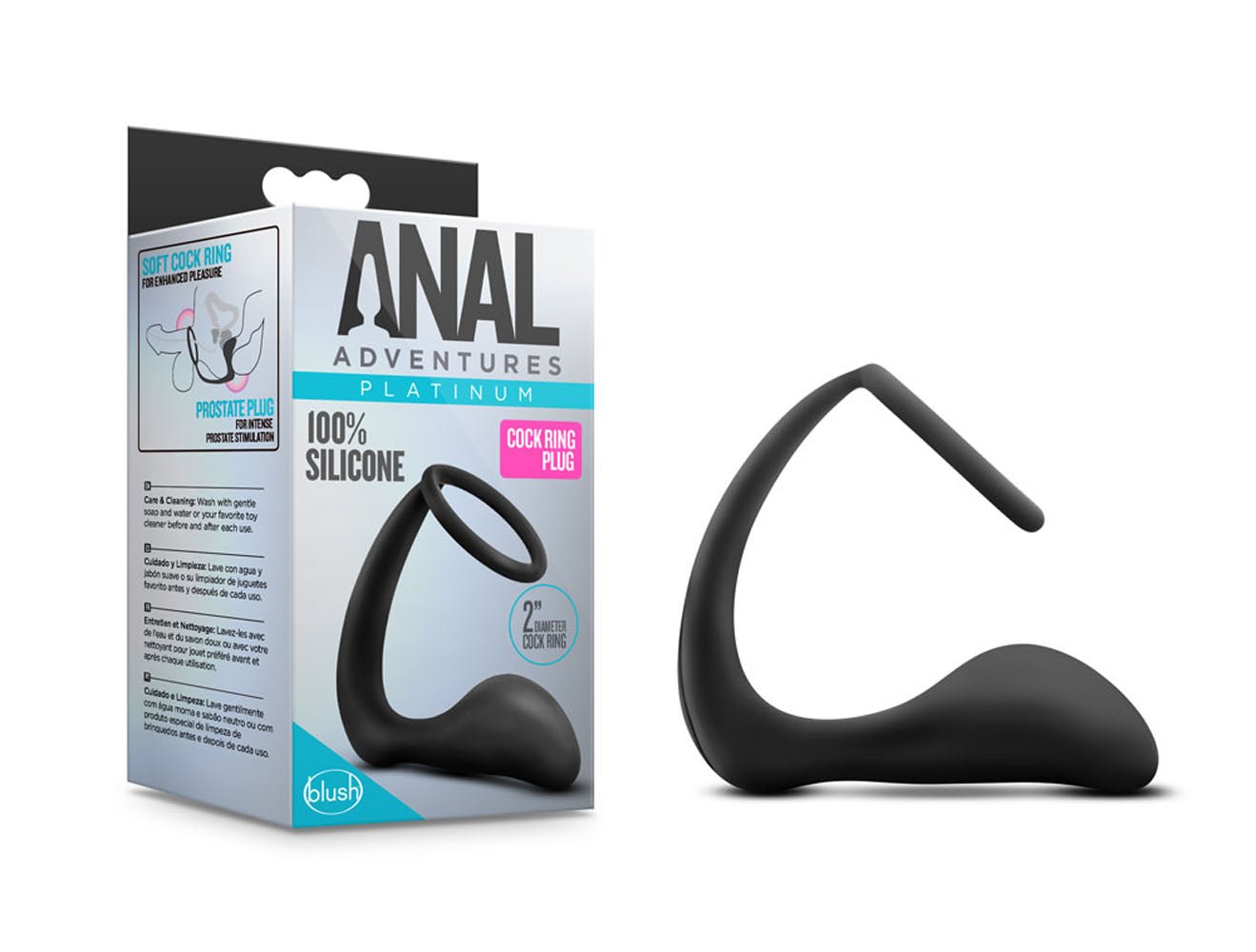 Blush Anal Adventures Cock Ring Plug - Black