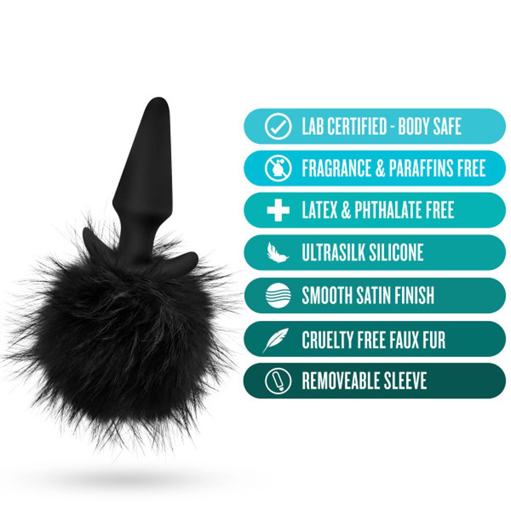 Blush Anal Adventures Platinum Rabbit Tail Plug - Black