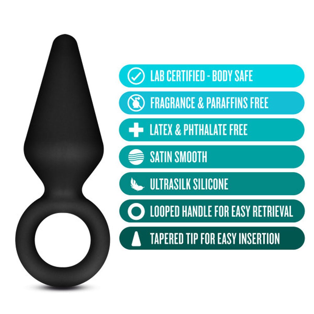 Blush Anal Adventures Platinum Silicone Loop Plug - Small Black