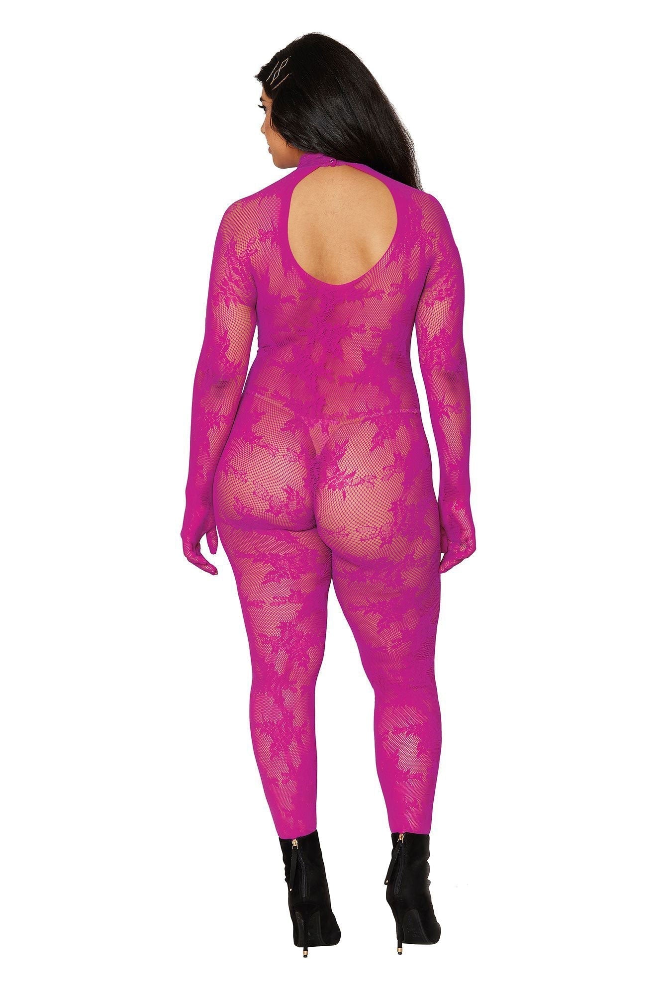 Bodystocking With Finger Gloves - Size - Azalea