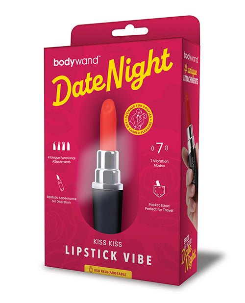 Bodywand Date Night Kiss Kiss Lipstick Vibrator - Black/red