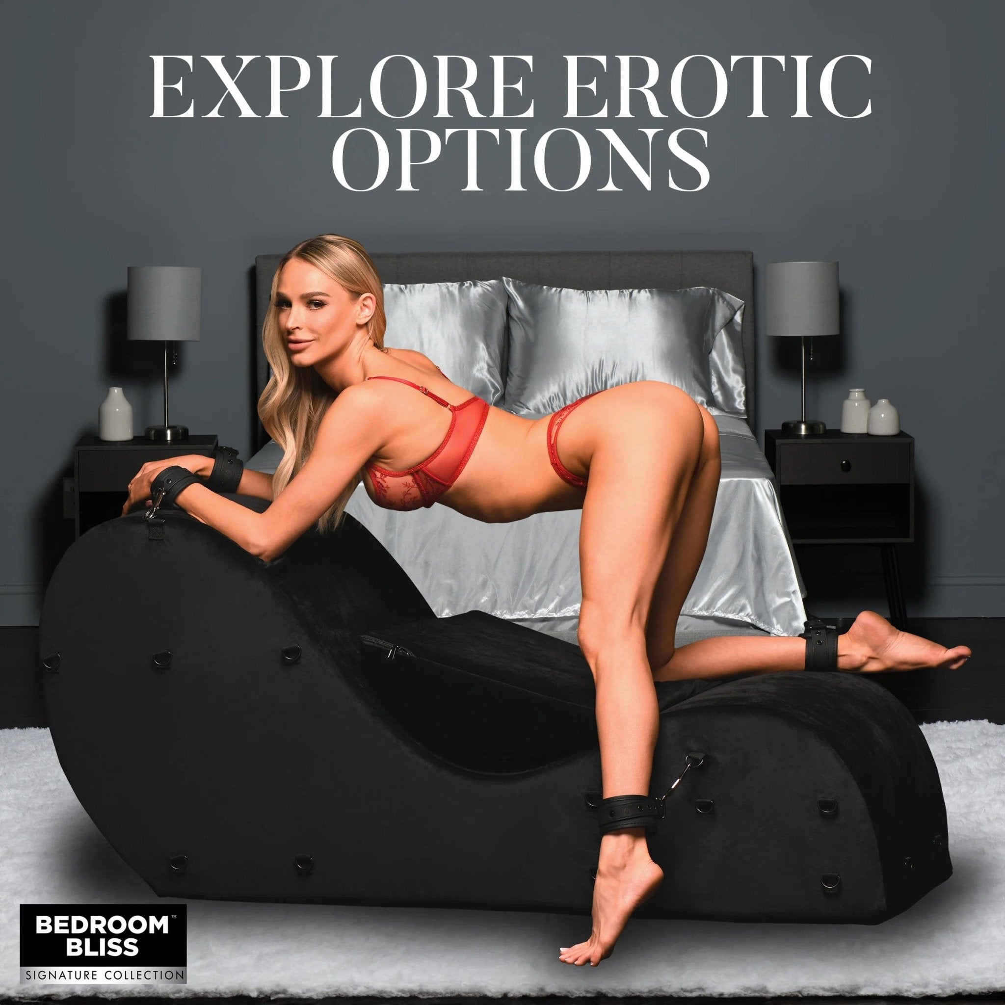 Bondage Sex Chaise Lounge Love Couch - Black