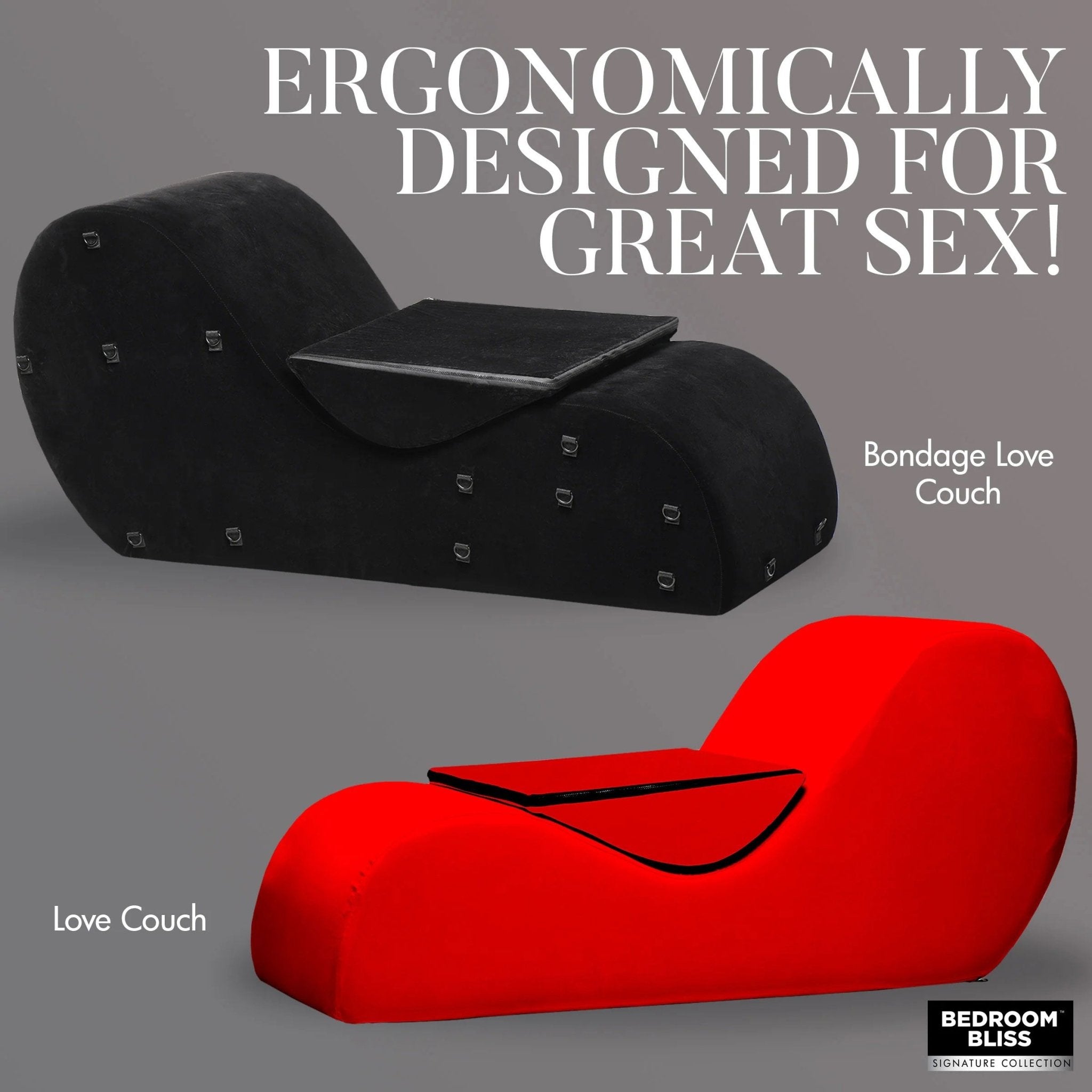 Bondage Sex Chaise Lounge Love Couch - Black