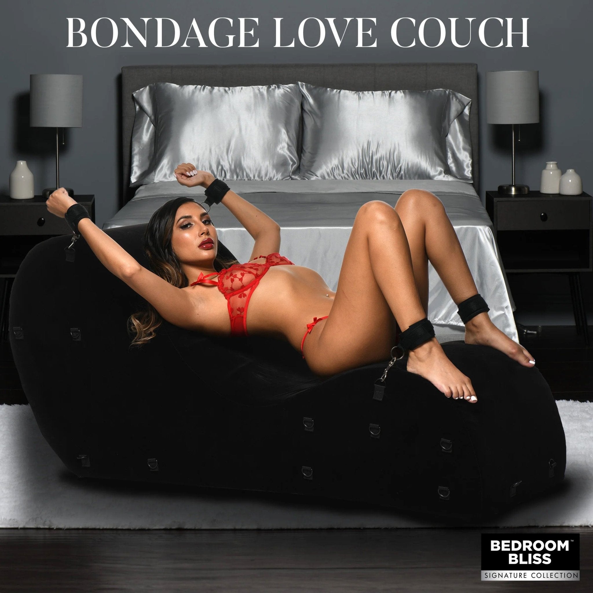 Bondage Sex Chaise Lounge Love Couch - Black