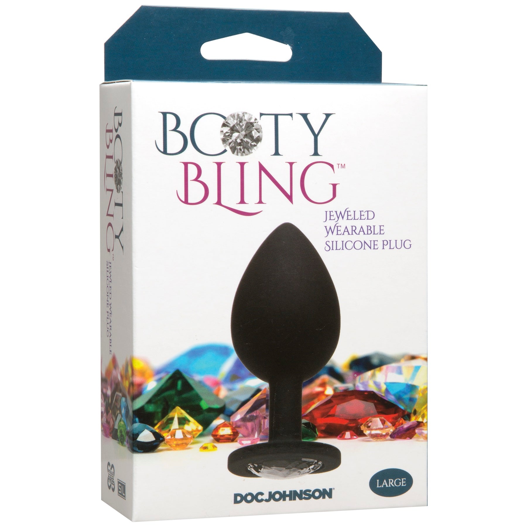 Booty Bling Silver Jewelled Silicone Large Anal Plug
