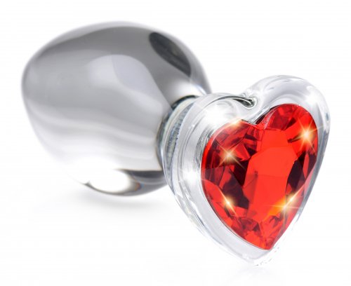 Booty Sparks Red Heart Glass Anal Plug