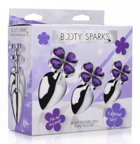 Booty Sparks Violet Flower Gem Anal Plug Set