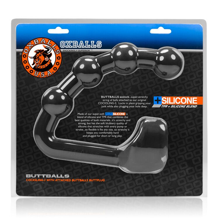 Buttballs Asslock & Cocksling Oxballs Silicone/tpr Blend Black Ice