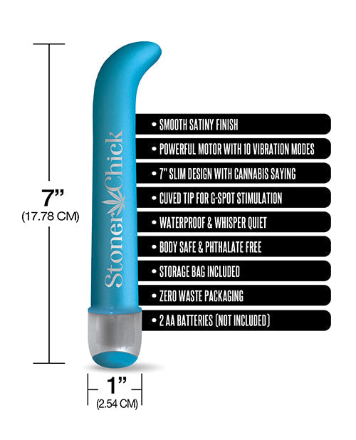 Buzzed 7" G-spot Vibrator  - Stoner Chick Blue Chick Blue