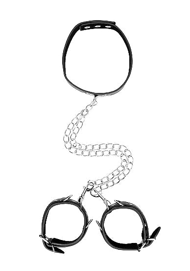 B&w Collar W/ Handcuffs Straps & Chain