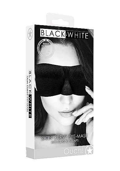 B&w Satin Curvy Eye Mask W/ Elastic Straps