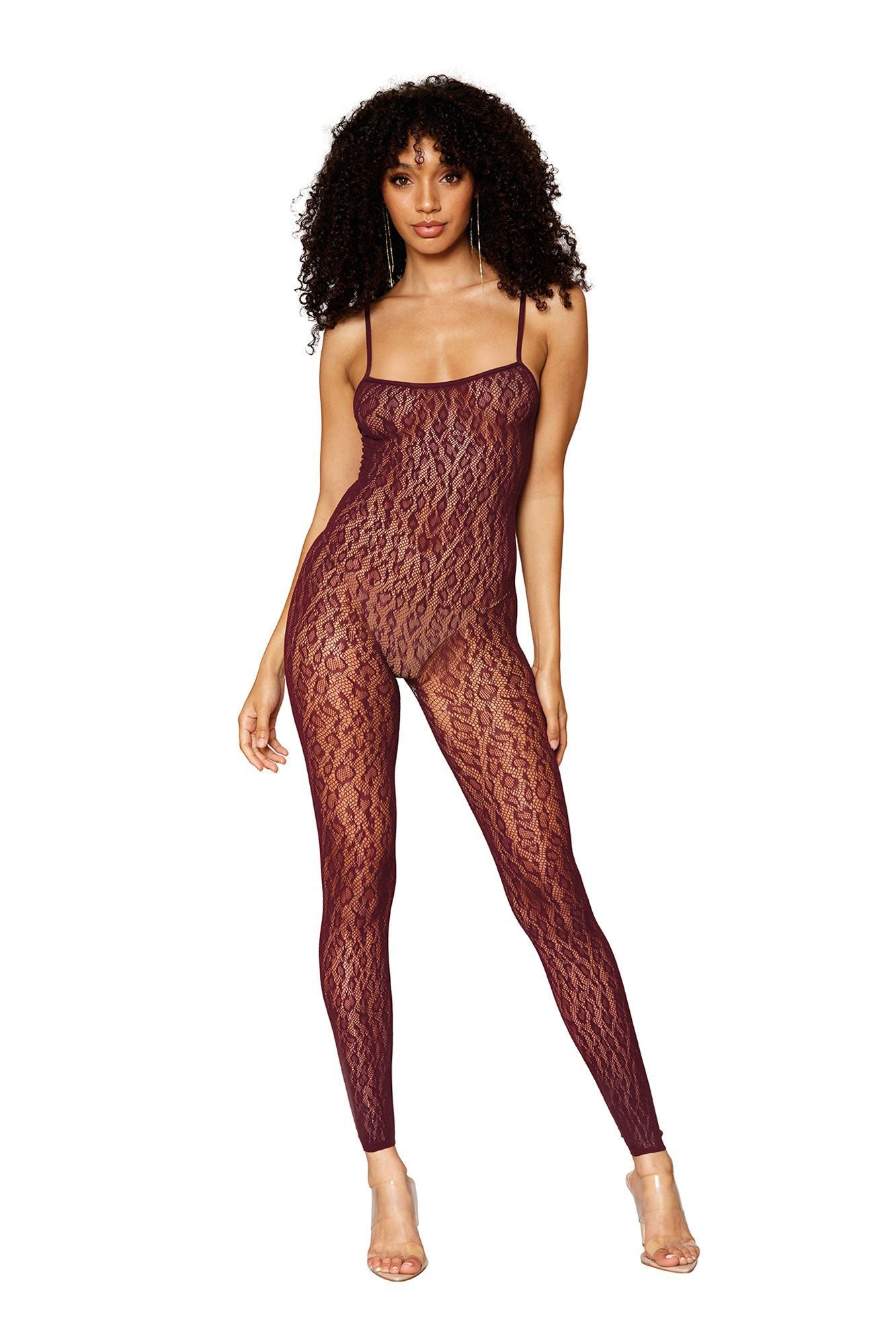 Catsuit Bodystocking and Shrug - One Size -  Burgundy