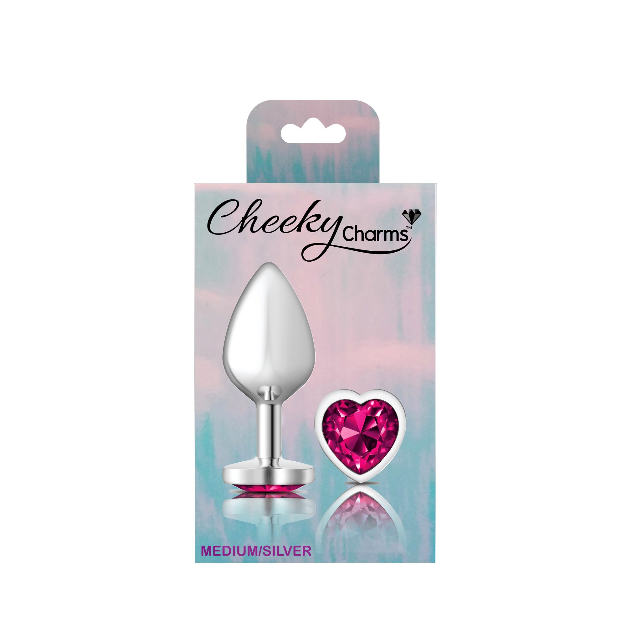 Cheeky Charms Heart Bright Pink Silver Plug