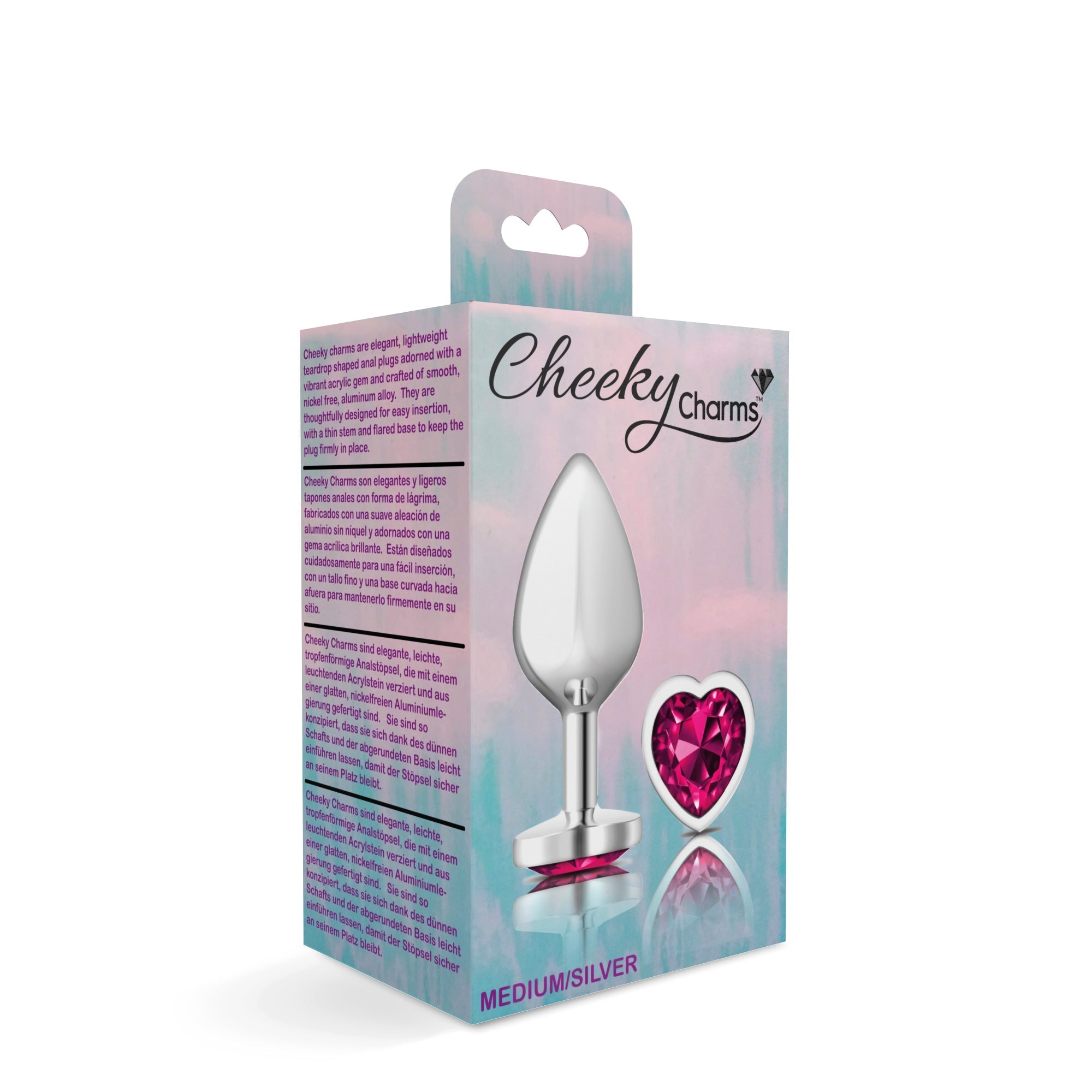 Cheeky Charms Heart Bright Pink Silver Plug